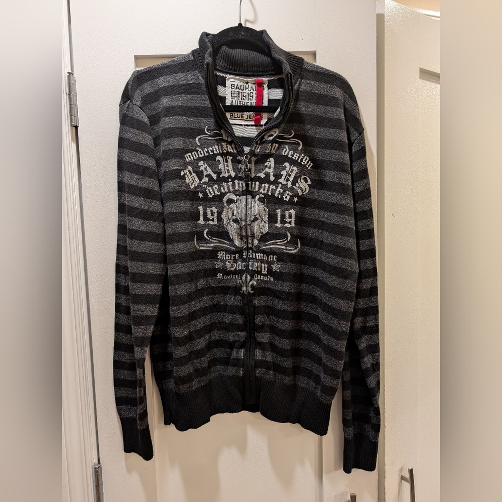 Men's Bauhaus Zip Up Cardigan,XL